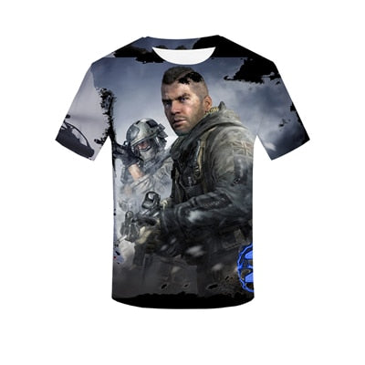 Popular Games Call of Duty Print 3D T-Shirt Summer Men's Casual Tops Cosplay Shooting Sports O-neck Short Sleeve Street Hip-Hop