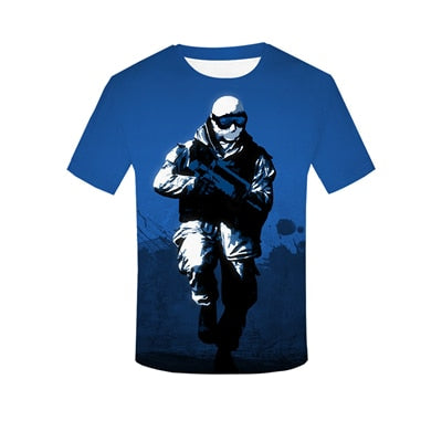 Popular Games Call of Duty Print 3D T-Shirt Summer Men's Casual Tops Cosplay Shooting Sports O-neck Short Sleeve Street Hip-Hop