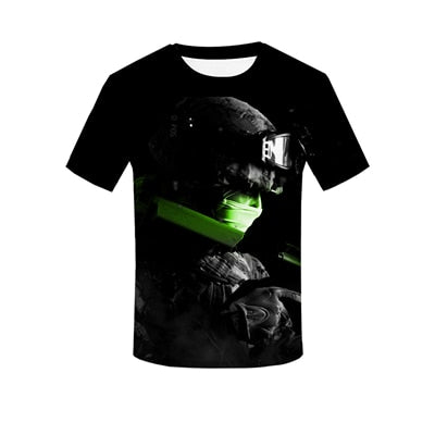 Popular Games Call of Duty Print 3D T-Shirt Summer Men's Casual Tops Cosplay Shooting Sports O-neck Short Sleeve Street Hip-Hop