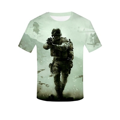 Popular Games Call of Duty Print 3D T-Shirt Summer Men's Casual Tops Cosplay Shooting Sports O-neck Short Sleeve Street Hip-Hop