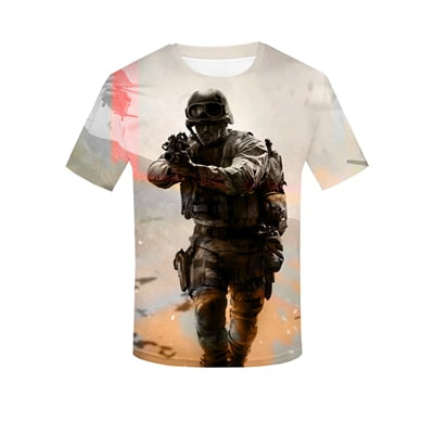 Popular Games Call of Duty Print 3D T-Shirt Summer Men's Casual Tops Cosplay Shooting Sports O-neck Short Sleeve Street Hip-Hop