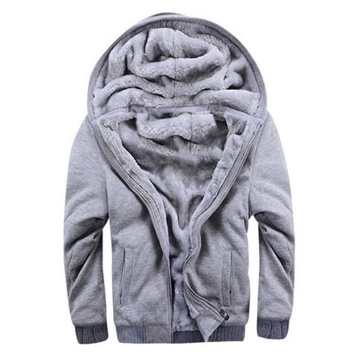 Men's Winter Hoodies Thickened Warm Coat 2019 New Men Casual Coat Fashion Zipper Solid Color Fleece Long Sleeve Jackets