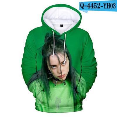 Hot Casual Billie Eilish Popular Billie Eilish 3D Hoodies Men women Children 3D boys girl kid 3D Hooded pullovers top Sweatshirt