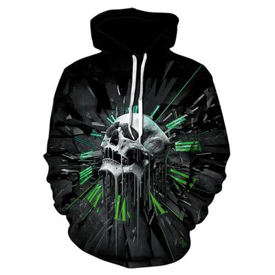 3D Print Wolves and Skull Black Pullover Hoodies Men 2018 Fashion Long Sleeve O-neck Pocket Sweatshirts Hot Sale Loose Hoodie