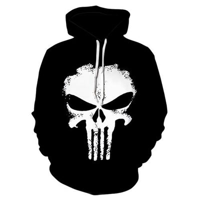 3D Print Wolves and Skull Black Pullover Hoodies Men 2018 Fashion Long Sleeve O-neck Pocket Sweatshirts Hot Sale Loose Hoodie