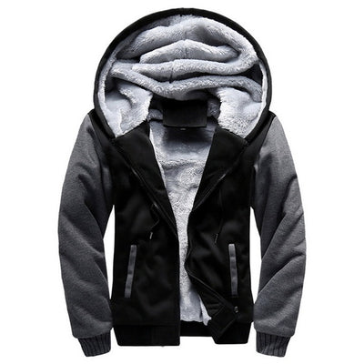 Men's Winter Hoodies Thickened Warm Coat 2019 New Men Casual Coat Fashion Zipper Solid Color Fleece Long Sleeve Jackets