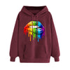 Casual Loose Lip Print Rainbow Women Hoodies 2020 Pullover Sweatshirt Autumn Winter Female Streetwear Vintage Hooded Tops