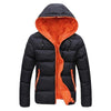 DIHOPE Men's Coat Winter Color Block Zipper Hooded Jacket Cotton Padded Coat Slim Fit Fashion Thicken Warm Outwear Tracksuit