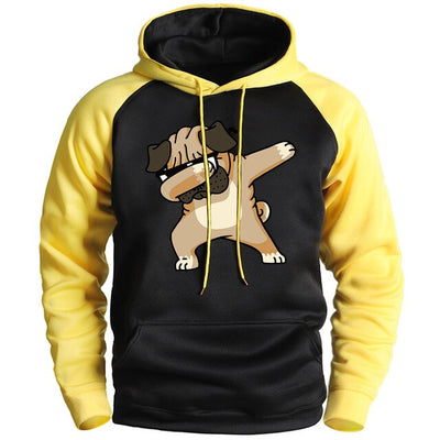 Funny Dabbing Pug Hoodies Mens Casual Hooded Raglan Sweatshirts 2020 Winter Fleece Pullover Japan Cartoon Hoodies Sweatshirts