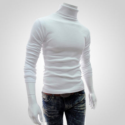 Dihope Spring Warm Turtleneck Sweater Men Fashion Solid Knitted Mens Sweaters 2020 Casual Male Double Collar Slim  Pullover