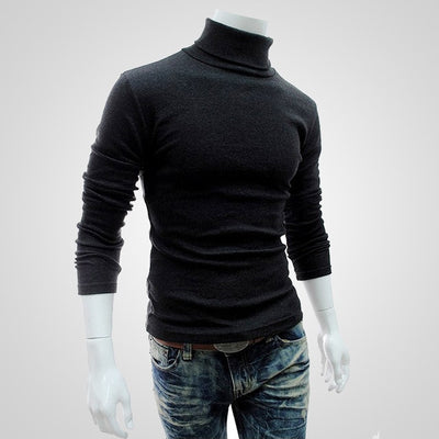 Dihope Spring Warm Turtleneck Sweater Men Fashion Solid Knitted Mens Sweaters 2020 Casual Male Double Collar Slim  Pullover