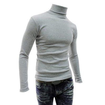 Dihope Spring Warm Turtleneck Sweater Men Fashion Solid Knitted Mens Sweaters 2020 Casual Male Double Collar Slim  Pullover