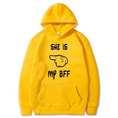 2020 She Is My BFF new yellow hoodie Girls Print  Long Sleeve Sweatshirts kawayi  street woman clothes Female Harajuku