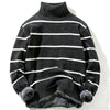 2019 High Quality Warm Turtleneck Sweater Men Fashion Solid striped Knitted Mens Sweaters Casual Slim Pullover Male Warm