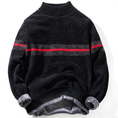 2019 High Quality Warm Turtleneck Sweater Men Fashion Solid striped Knitted Mens Sweaters Casual Slim Pullover Male Warm