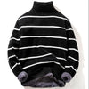 2019 High Quality Warm Turtleneck Sweater Men Fashion Solid striped Knitted Mens Sweaters Casual Slim Pullover Male Warm