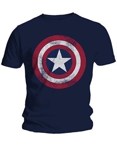 Fashion Men T-Shirts Captain America Distressed Shield Logo  Comics Adult Shirt M-2XL Cotton T-Shirts