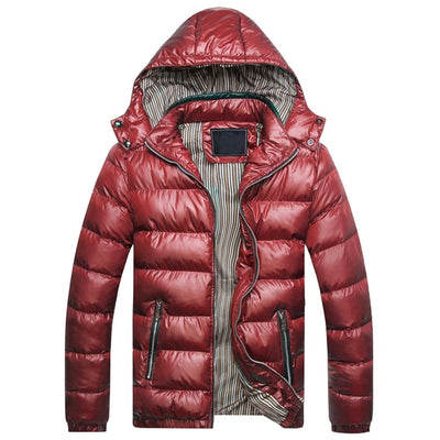 Winter Jacket Men Fashion Hooded Male  Jacket Mens Solid Color Thick Jackets Coats Winter Parkas Hooded for warmth Down jackets