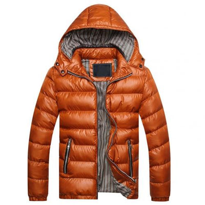 Winter Jacket Men Fashion Hooded Male  Jacket Mens Solid Color Thick Jackets Coats Winter Parkas Hooded for warmth Down jackets