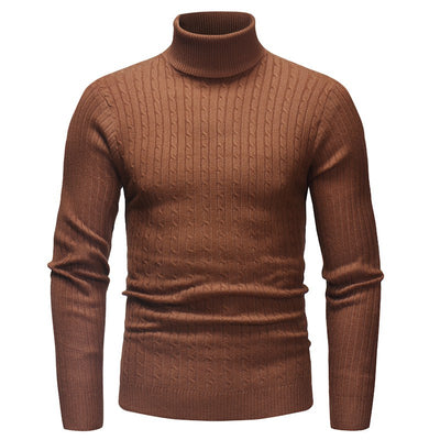 Autumn Winter Men Casual Bottoming Sweater High Collar Long-sleeved Solid Color Slim Warm Sweater