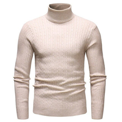 Autumn Winter Men Casual Bottoming Sweater High Collar Long-sleeved Solid Color Slim Warm Sweater