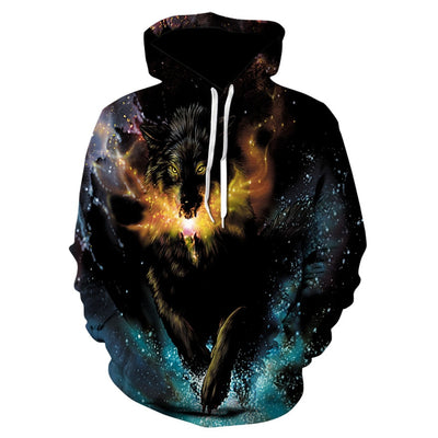 2020 men's and women's casual round-neck hooded sweatshirts fashion 3D animal spitfire Wolf sports hoodies