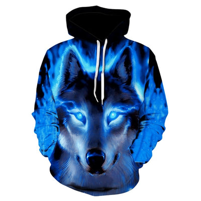 2020 men's and women's casual round-neck hooded sweatshirts fashion 3D animal spitfire Wolf sports hoodies