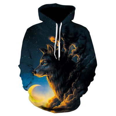 2020 men's and women's casual round-neck hooded sweatshirts fashion 3D animal spitfire Wolf sports hoodies