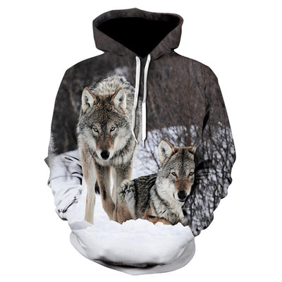 2020 men's and women's casual round-neck hooded sweatshirts fashion 3D animal spitfire Wolf sports hoodies