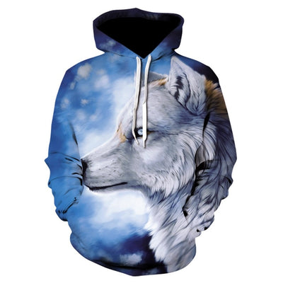 2020 men's and women's casual round-neck hooded sweatshirts fashion 3D animal spitfire Wolf sports hoodies