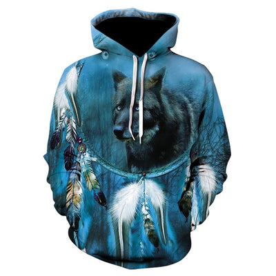 2020 men's and women's casual round-neck hooded sweatshirts fashion 3D animal spitfire Wolf sports hoodies