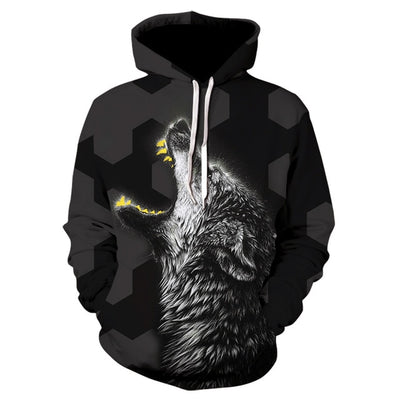 2020 men's and women's casual round-neck hooded sweatshirts fashion 3D animal spitfire Wolf sports hoodies