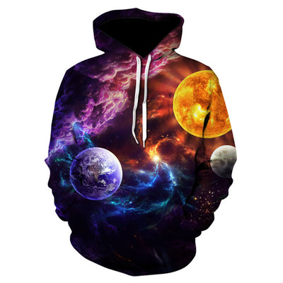 Spring and autumn brand fitness hoodie 2020 new design of 3D printed planet hoodie trend skateboard sweatshirt