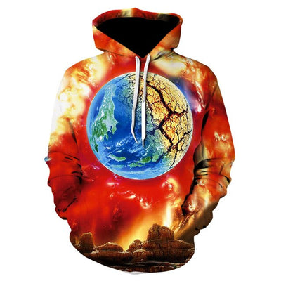 Spring and autumn brand fitness hoodie 2020 new design of 3D printed planet hoodie trend skateboard sweatshirt