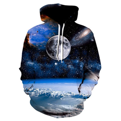 Spring and autumn brand fitness hoodie 2020 new design of 3D printed planet hoodie trend skateboard sweatshirt