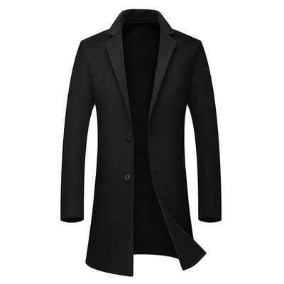 new Winter Wool Coat Men Leisure Long Sections Woolen Coats Men's Pure Color Casual Fashion Jackets / Casual Men Overcoat