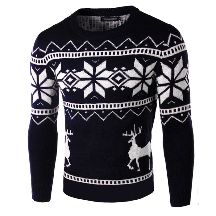 2019 Fashion Men Christmas Sweaters England Style Men Sweater Deer Pullovers Reindeer Sweater Slim O-Neck Men Sweater