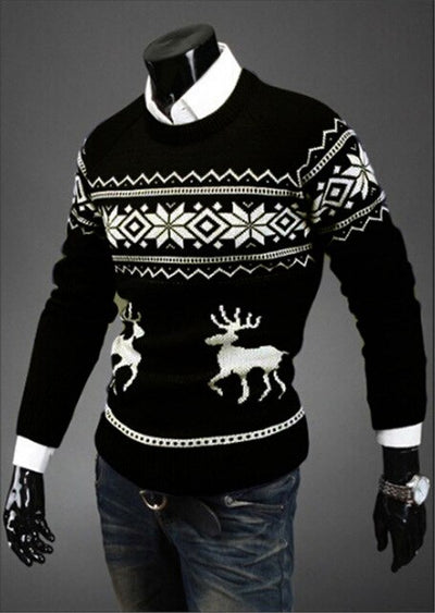 2019 Fashion Men Christmas Sweaters England Style Men Sweater Deer Pullovers Reindeer Sweater Slim O-Neck Men Sweater