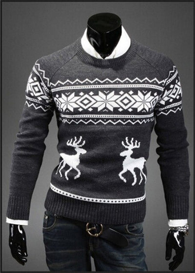 2019 Fashion Men Christmas Sweaters England Style Men Sweater Deer Pullovers Reindeer Sweater Slim O-Neck Men Sweater