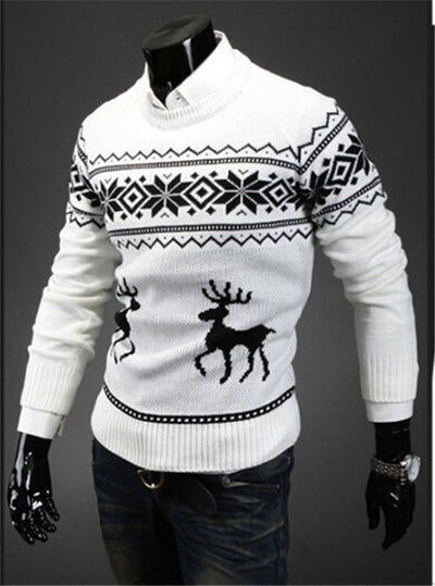 2019 Fashion Men Christmas Sweaters England Style Men Sweater Deer Pullovers Reindeer Sweater Slim O-Neck Men Sweater