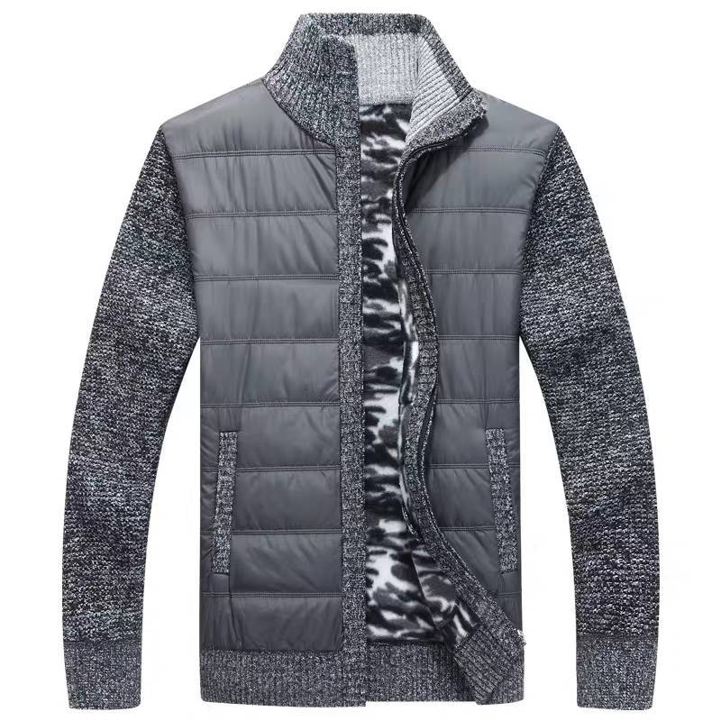 Men Casual Sweater Jacket Men Autumn Winter Thick Warm Cardigan Patchwork Fleece Coat Knitted Zipper Wool Jackets Male Parkas