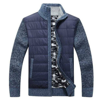 Men Casual Sweater Jacket Men Autumn Winter Thick Warm Cardigan Patchwork Fleece Coat Knitted Zipper Wool Jackets Male Parkas