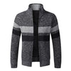 Men Winter Sweater Jacket Thick Fleece Sweatercoat Warm Hooded Cashmere Cardigan Coat Striped Knitted Zipper Sweaters Size 3XL