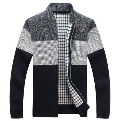 Autumn Winter Patchwork Sweaters Men Casual Thick Warm Cardigan Cashmere Coats Autumn Sweatercoat Jackets Knitted Zipper Coat