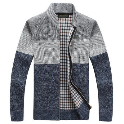 Autumn Winter Patchwork Sweaters Men Casual Thick Warm Cardigan Cashmere Coats Autumn Sweatercoat Jackets Knitted Zipper Coat