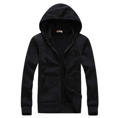 New 2019 Plain Mens Zip Up Hoody Jacket Sweatshirt Hooded Zipper male Top Outerwear Black Gray Boutique men Free shipping