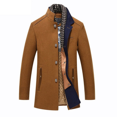 New Men's Wool Coat Winter Slim Fit England Style Woolen Coat Men Brand Clothing Fashion Mid-Long Wool Coats & Jackets