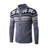 Mens Cardigan Sweaters Autumn Warm Christmas Sweater Men Fashion Printed Jacket Coat Casual Stand Collar Knitting